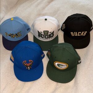 New Era Wisconsin Sports Teams Hats Lot
